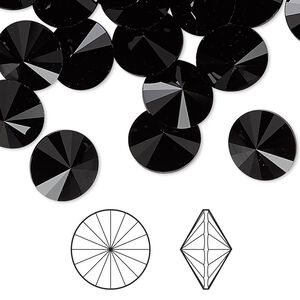 Chaton 288pk jet, Swarovski® 10.54-10.91mm rivoli SS47 1122