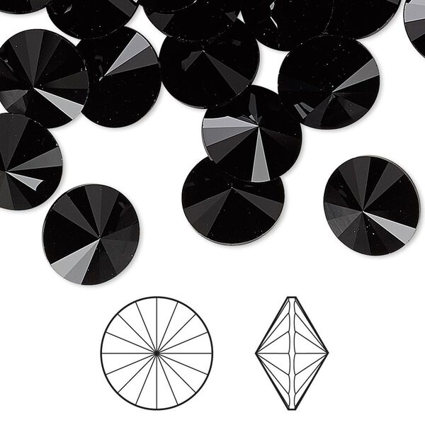 Chaton 288pk jet, Swarovski® 10.54-10.91mm rivoli SS47 1122 image number 0