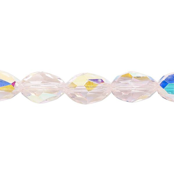 Bead Celestial Crystal® 1pkg40, 11X7.5mm-12X8mm teardrop / 66 facets, translucent pink AB image number 0