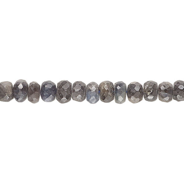 Bead, blue sapphire (heated), 4x2mm-6x4mm hand-cut faceted rondelle, C- grade, Mohs hardness 9. Sold per 14-inch strand. image number 0