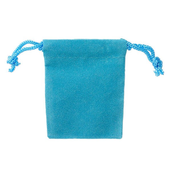 Pouch, velveteen and cotton, blue, 2-1/2 x 2-inch square with drawstring closure. Sold per pkg of 25. image number 0