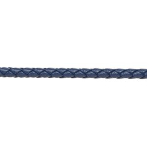 Bolo cord, leatherette, matte navy blue, 3mm braided round. Sold per 5-yard section.
