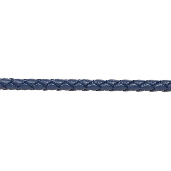 Bolo cord, leatherette, matte navy blue, 3mm braided round. Sold per 5-yard section. image number 0