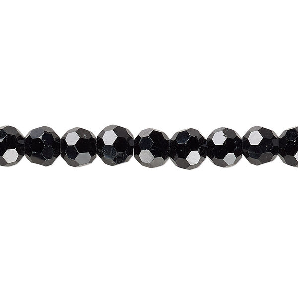 Bead 1pk 32 facets opaque black, Celestial Crystal® 6mm round 15.5-16 inch image number 0