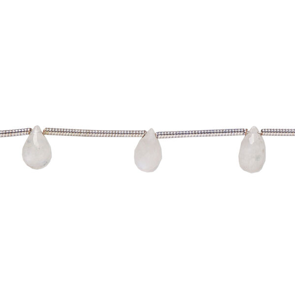 Rainbow moonstone 1pkg11, hand-cut top-drilled faceted teardrop bead natural C grade, 5x4mm-7x5mm image number 0