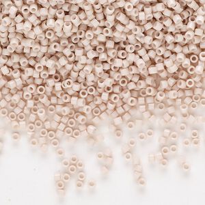 Seed bead, Delica®, glass, pkg/7.5g, #11 round, opaque glass enamel pink champagne (DB-1495-1).