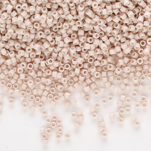 Seed bead, Delica®, glass, pkg/7.5g, #11 round, opaque glass enamel pink champagne (DB-1495-1). image number 0