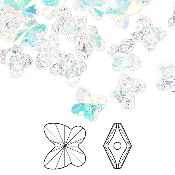 Bead 48pk crystal AB, Crystal Passions® 8x7mm butterfly 5754 image number 0