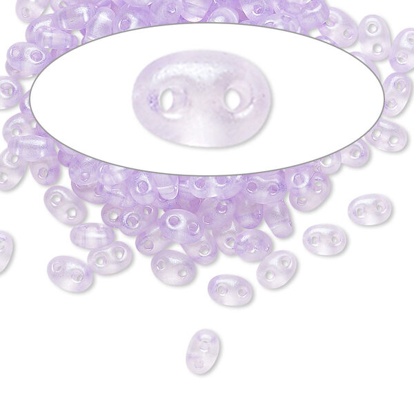 Seed bead, Preciosa Twin™ Czech glass, pkg/50g, 5x2.5mm oval, translucent lavender terra pearl clear, (08128). image number 0