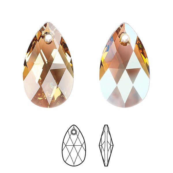Drop 1pk light Colorado topaz shimmer, Crystal Passions® 22x13mm pendant pear 6106 image number 0