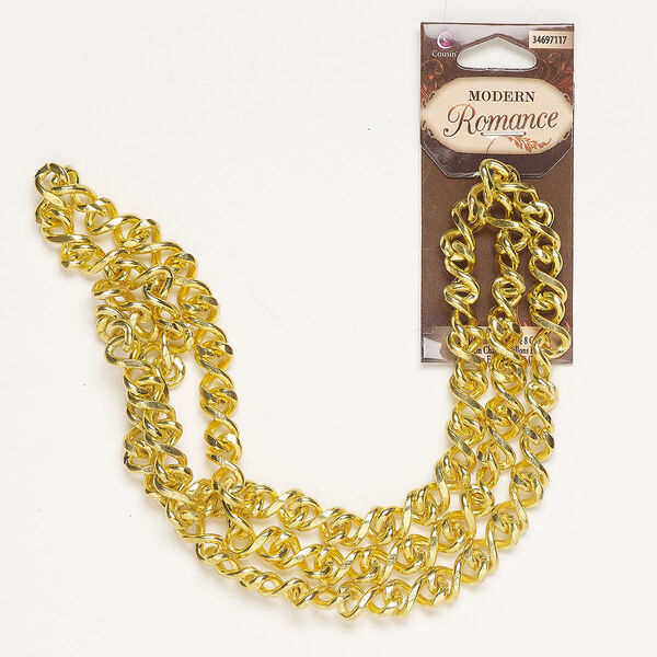Chain, steel, pkg/26 inches, gold finish, 8.2mm figure-8. image number 0