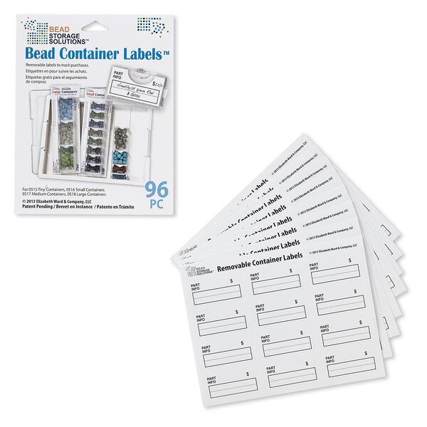 Adhesive label, Bead Storage Solutions™ Bead Container Labels™, paper, white and black, 1-1/2 x 3/4 inches with "PART INFO $." Sold per pkg of 96. image number 0