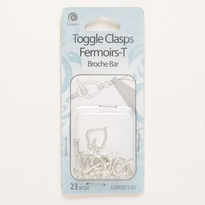 Clasp mix toggle 1pkg23, silver-finished brass 1-strand
