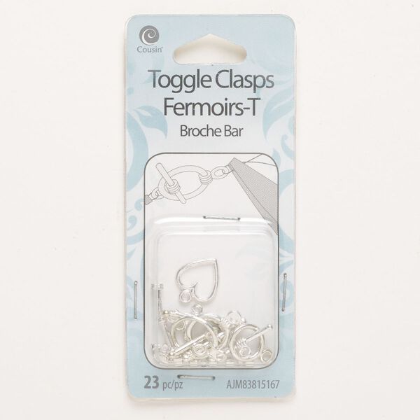 Clasp mix toggle 1pkg23, silver-finished brass 1-strand image number 0