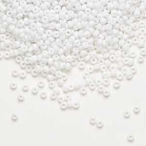 Seed bead, Preciosa Ornela Czech glass, pkg/50g, #11 rocaille, opaque matte chalkwhite, (03050).