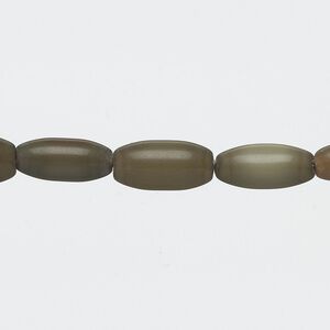 Bead, cat's eye glass (fiber optic glass), olive green, 12x5mm-13x6mm oval. Sold per 15-inch strand.