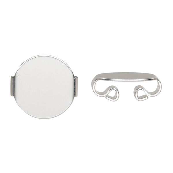 Bolo slide, silver-plated steel, 17x16mm, fits 3-4mm cord. Sold per pkg of 10. image number 0