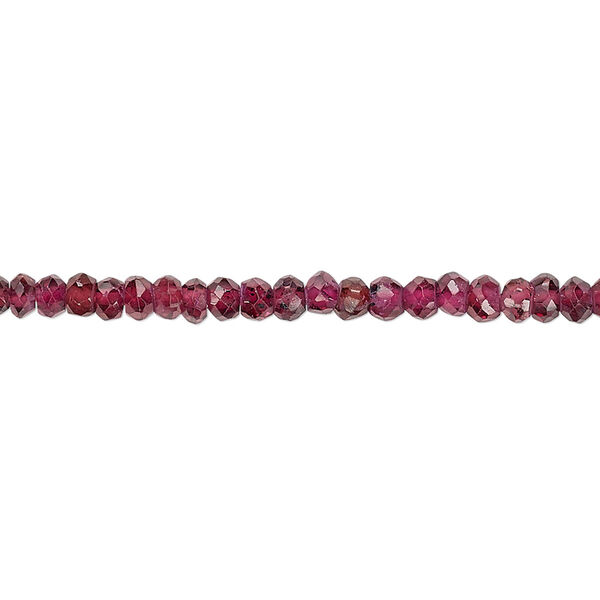 Bead, garnet (dyed), 2x2mm-3x2mm hand-cut faceted rondelle, B grade, Mohs hardness 7 to 7-1/2. Sold per 16-inch strand. image number 0