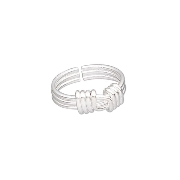 Toe Ring, Hill Tribes, silver-plated copper, 7mm wide with fancy wire design, adjustable. Sold individually. image number 0