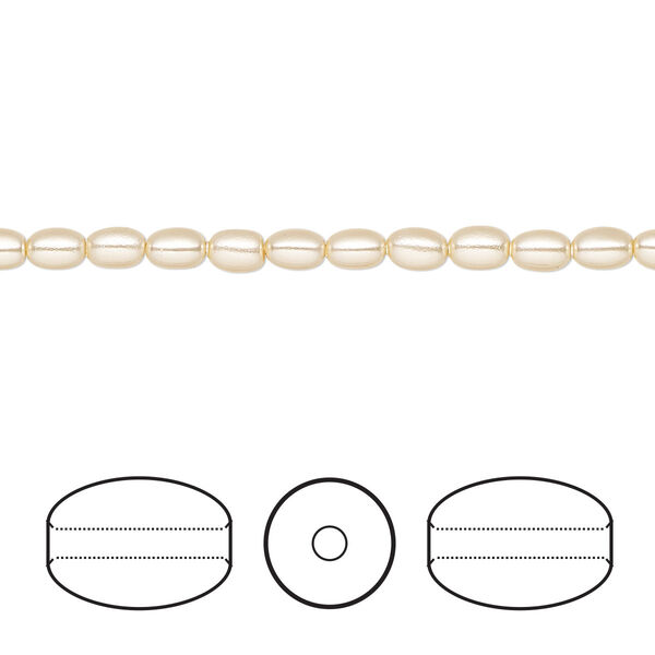 Pearl 100pk light gold, Crystal Passions® 4x3mm rice 5824 image number 0