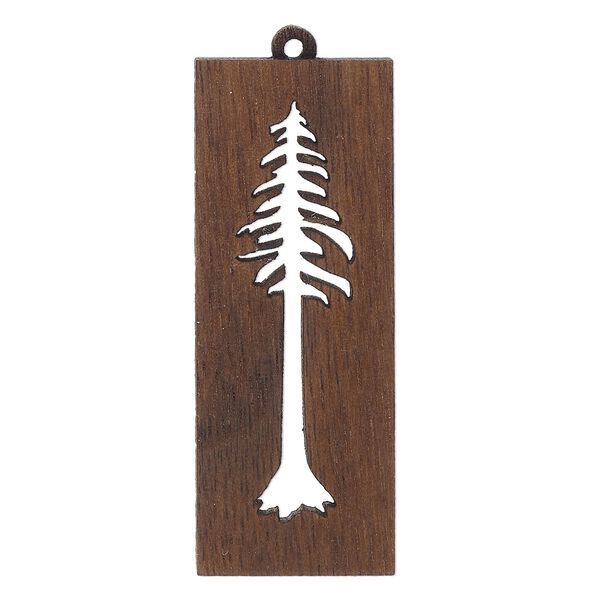 Focal, black walnut (natural), 47x18mm single-sided laser-cut rectangle with cutout tree. Sold individually. image number 0