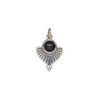 Black onyx / sterling silver 1pkg1, antiqued fan drop 14x11.5mm image number 1