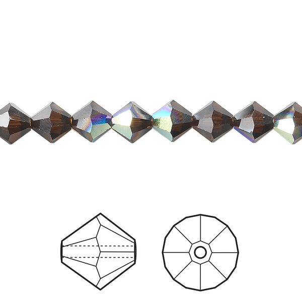 Bead 24pk mocca AB, Crystal Passions® 6mm bicone 5301 image number 0