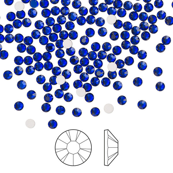 Flat back 1440pk cobalt blue foil back, Preciosa MAXIMA Czech crystal rhinestone 2.3-2.5mm chaton rose round SS8 image number 0
