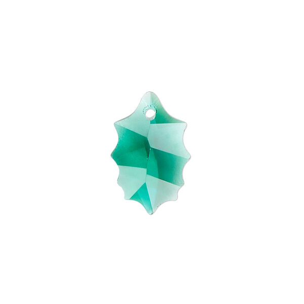 Drop 2pk emerald green, Celestial Crystal® 18x11.5mm holly leaf image number 0