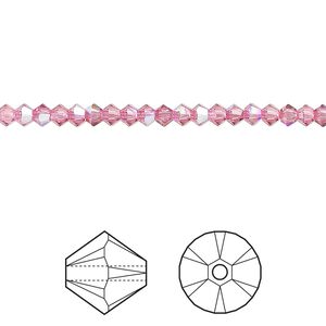 Bead 1440pk rose shimmer, Swarovski® 3mm XILION bicone 5328