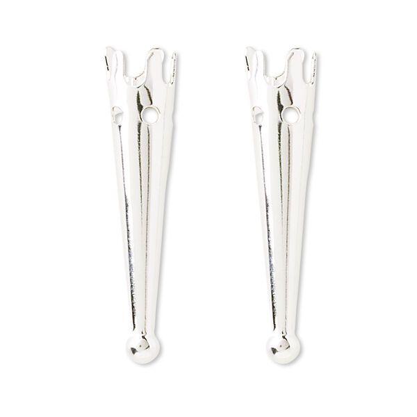 Bolo tip, silver-plated brass, 33x7.5mm plain. Sold per pkg of 100. image number 0