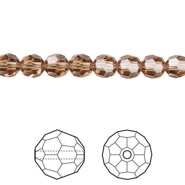 Bead 1pkg12 light smoked topaz, Crystal Passions® Regenerated 6mm round 5000 image number 0