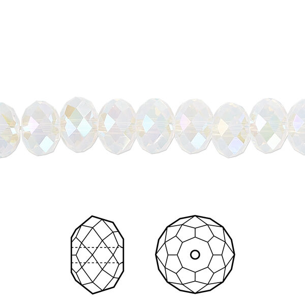 Bead 144pk white opal shimmer 2X, Crystal Passions® 8x6mm rondelle 5040 image number 0