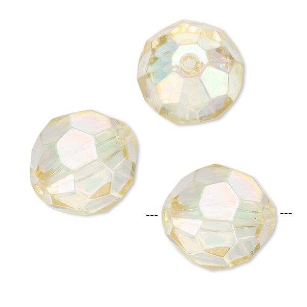 Bead, vintage Lucite®, acrylic, golden AB, 16mm faceted round. Sold per pkg of 3. image number 0