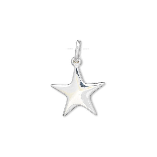 Charm, sterling silver, 15x14mm flat star. Sold per pkg of 4. image number 0