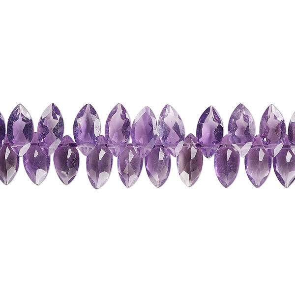 Amethyst 1pkg1, hand-cut top-drilled faceted marquise bead natural B grade, 8 inch 8x4mm image number 0