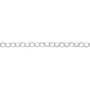 Chain 1pkg1 sterling silver rolo, 2.5mm, 5 foot unfinished