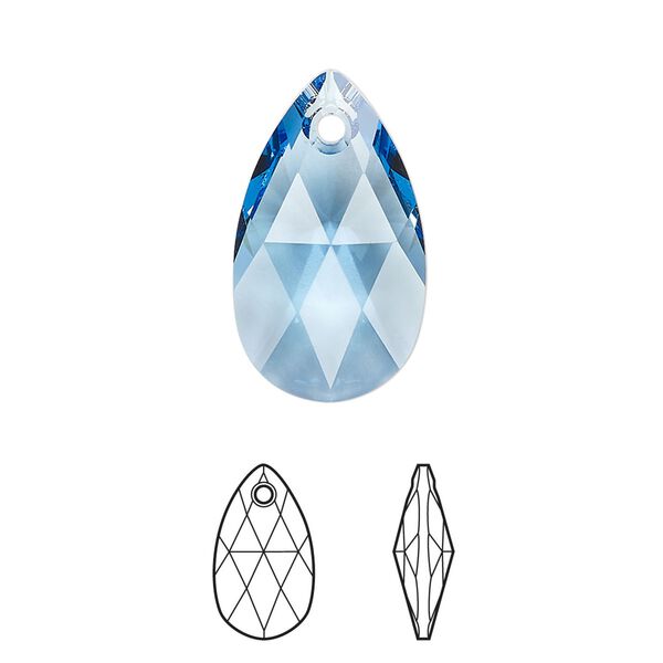 Drop 1pk cool blue, Crystal Passions® Regenerated 22x13mm pendant pear 6106 image number 0