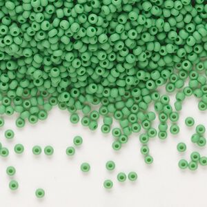Seed bead, Preciosa Ornela Czech glass, pkg/500g, #11 rocaille, opaque matte green, (53250).