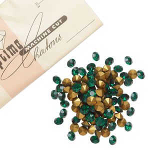Chaton 1440pk emerald foil back, vintage Preciosa Czech crystal rhinestone 8.16-8.41mm round SS39