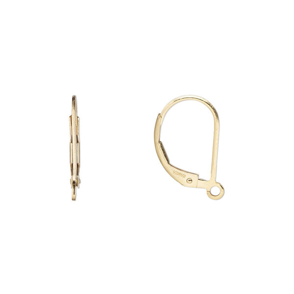Ear wire, 14Kt gold-filled, 15mm leverback with open loop. Sold per pair. image number 0