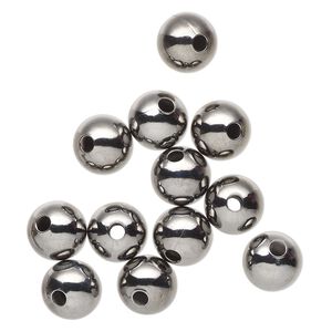 Bead, antique silver-finished steel, 17mm round. Sold per pkg of 12.