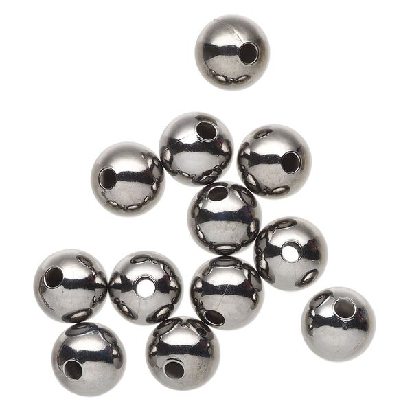 Bead, antique silver-finished steel, 17mm round. Sold per pkg of 12. image number 0