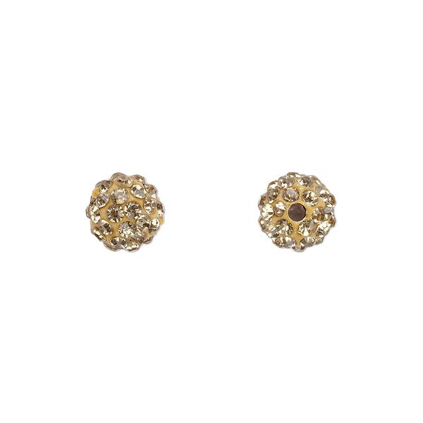 Bead, glass rhinestone / epoxy / resin, champagne, 8mm round. Sold individually. image number 0