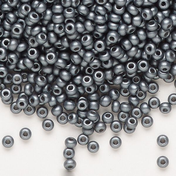 Seed bead, Preciosa Ornela Czech glass, pkg/500g, #8 rocaille, opaque PermaLux dyed black chalkwhite, (22022). image number 0