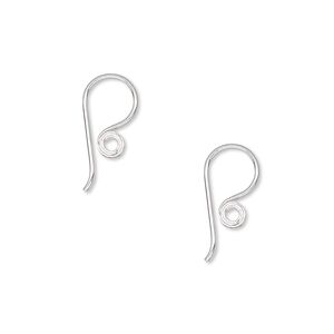 Ear wire, Hill Tribes, fine silver, 11mm fishhook with spiral design, 22 gauge. Sold per pair.