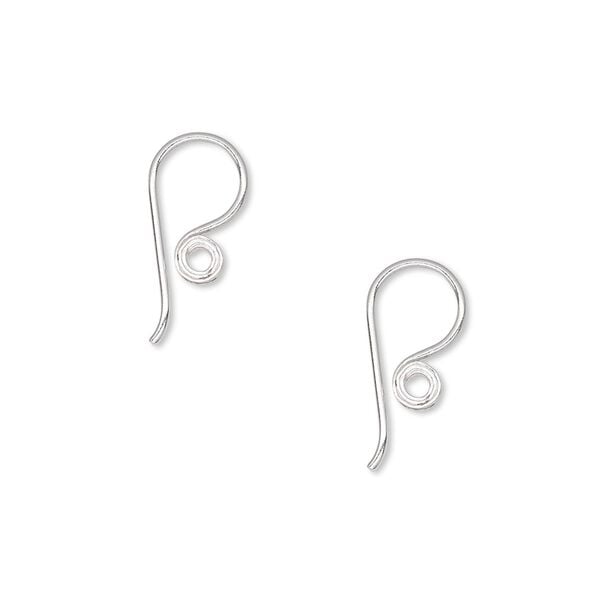 Ear wire, Hill Tribes, fine silver, 11mm fishhook with spiral design, 22 gauge. Sold per pair. image number 0