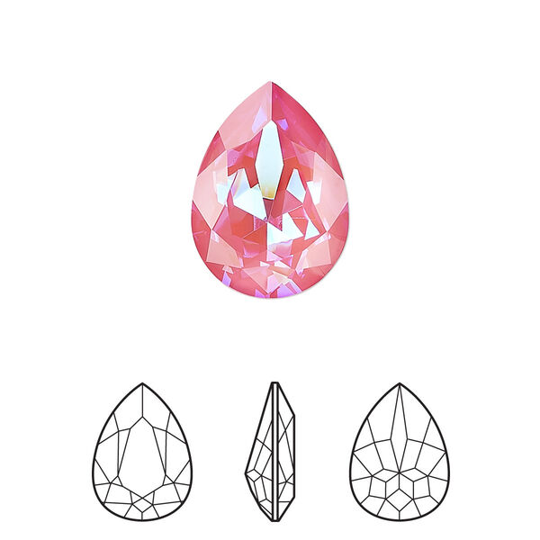 Fancy stone 6pk crystal lotus pink DeLite, Crystal Passions® 18x13mm pear 4320 image number 0