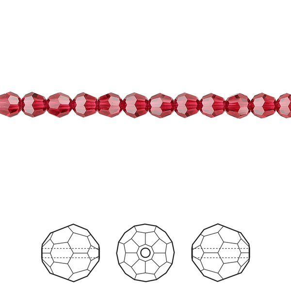 Bead 720pk scarlet, Swarovski® 4mm round 5000 image number 0