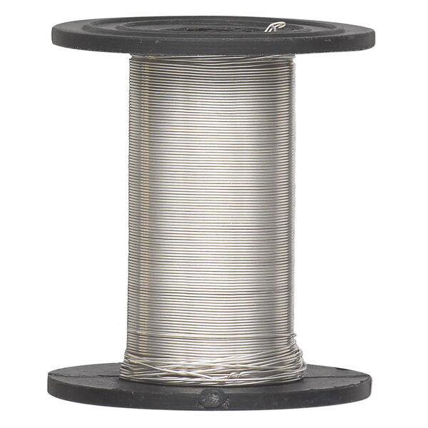 Wire, sterling silver-filled, half-hard, round, 30 gauge. Sold per 1-ounce spool, approximately 160 feet. image number 0
